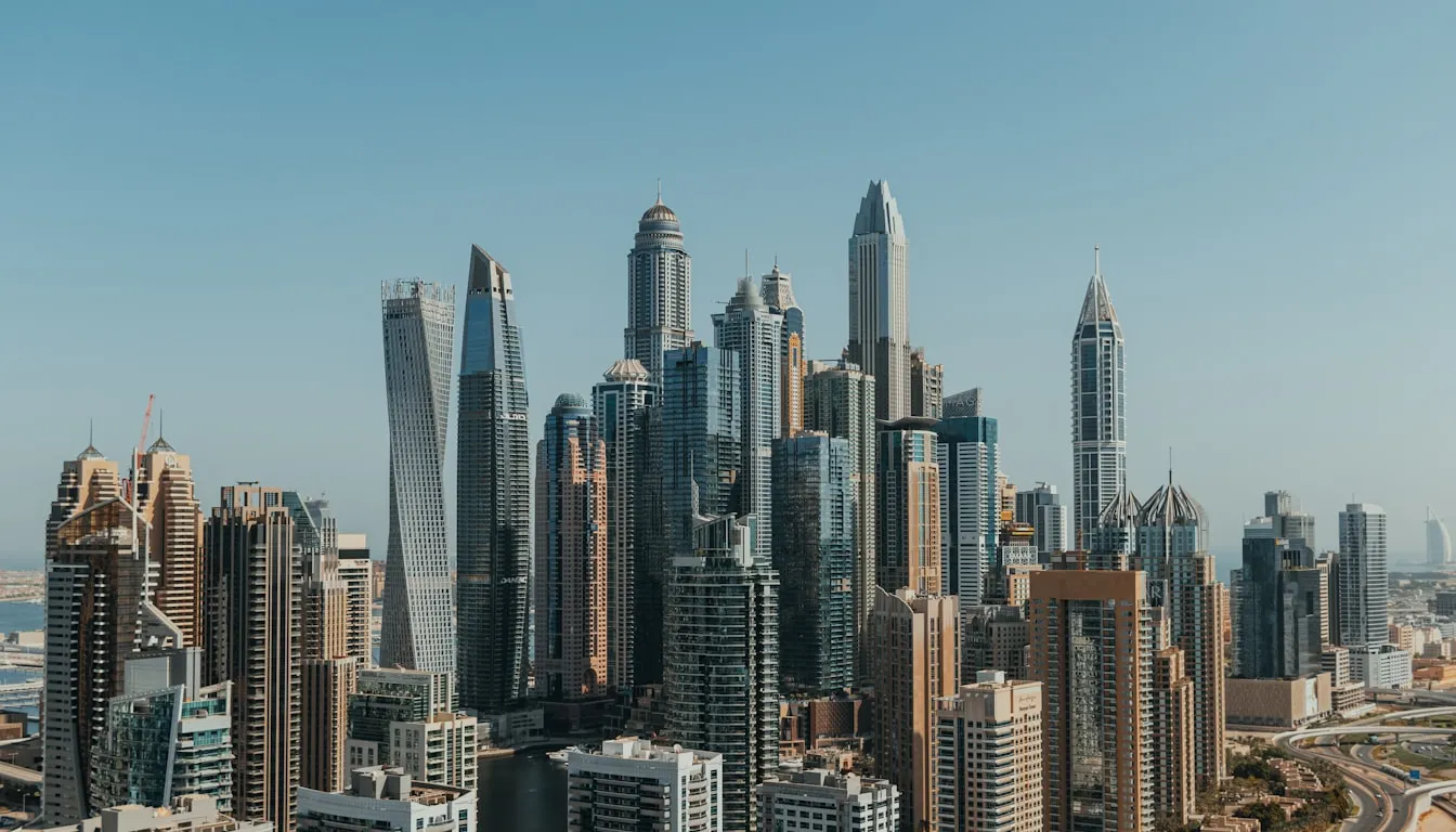 Aerial view of Dubai cityscape